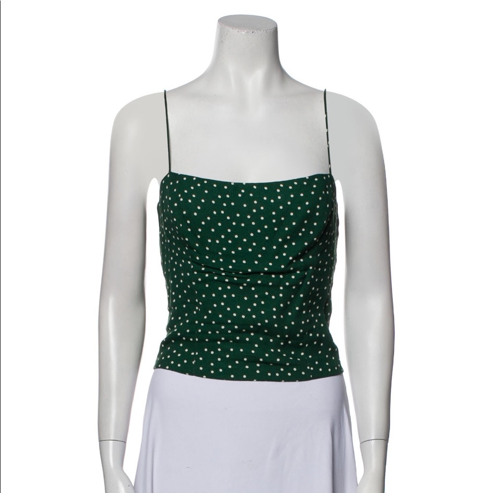 Reformation Polka Dot Print Square Neckline Crop Top
